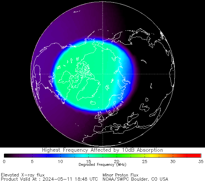 Current D-RAP estimates for the northern hemisphere