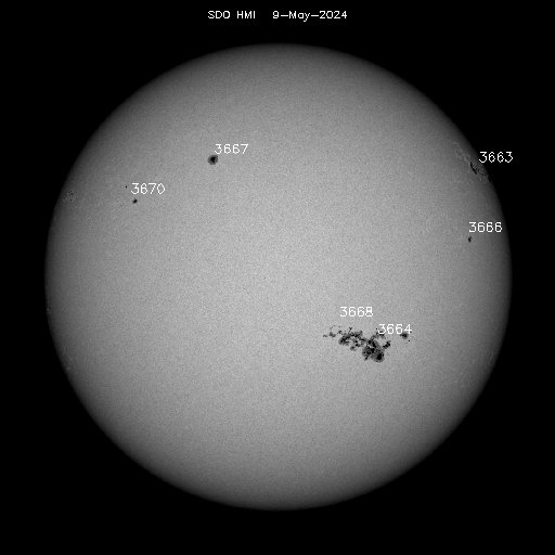 Image of the current sunspot regions